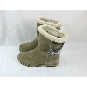 New WHITE MOUNTAIN Boots Womens 9M Suede Fur Lined Knit Sweater Polarair